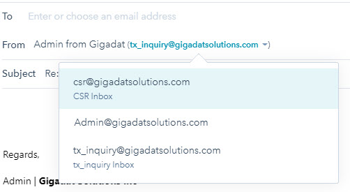Hubspot Email Compose Sender Email