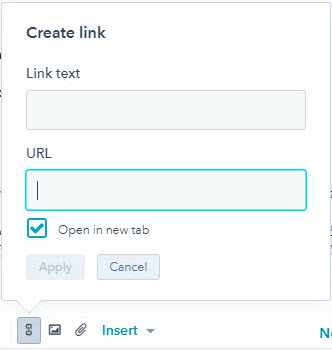 Hubspot Email Compose Insert Link