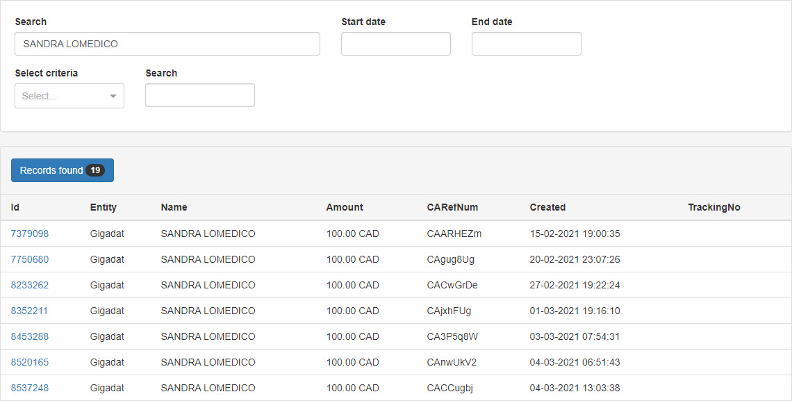 Portal Deposit Search Name