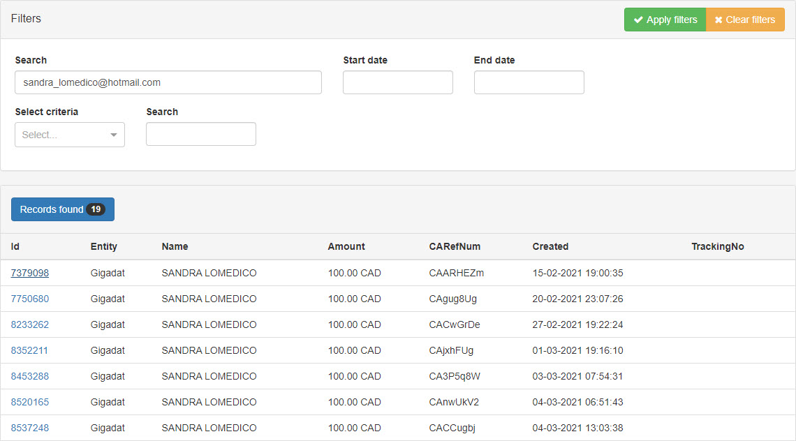 Portal Deposit Search Email