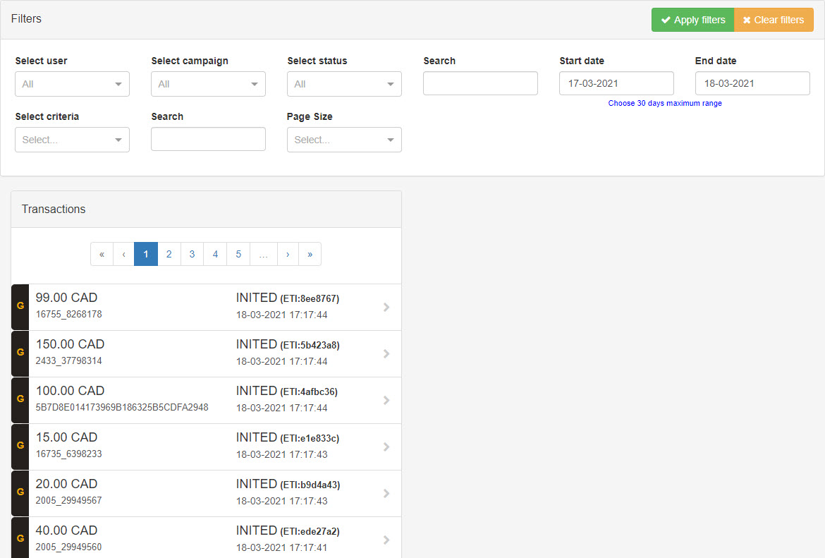 Portal Transactions