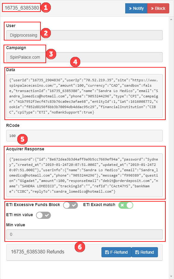Portal Transactions Transaction Information And Data