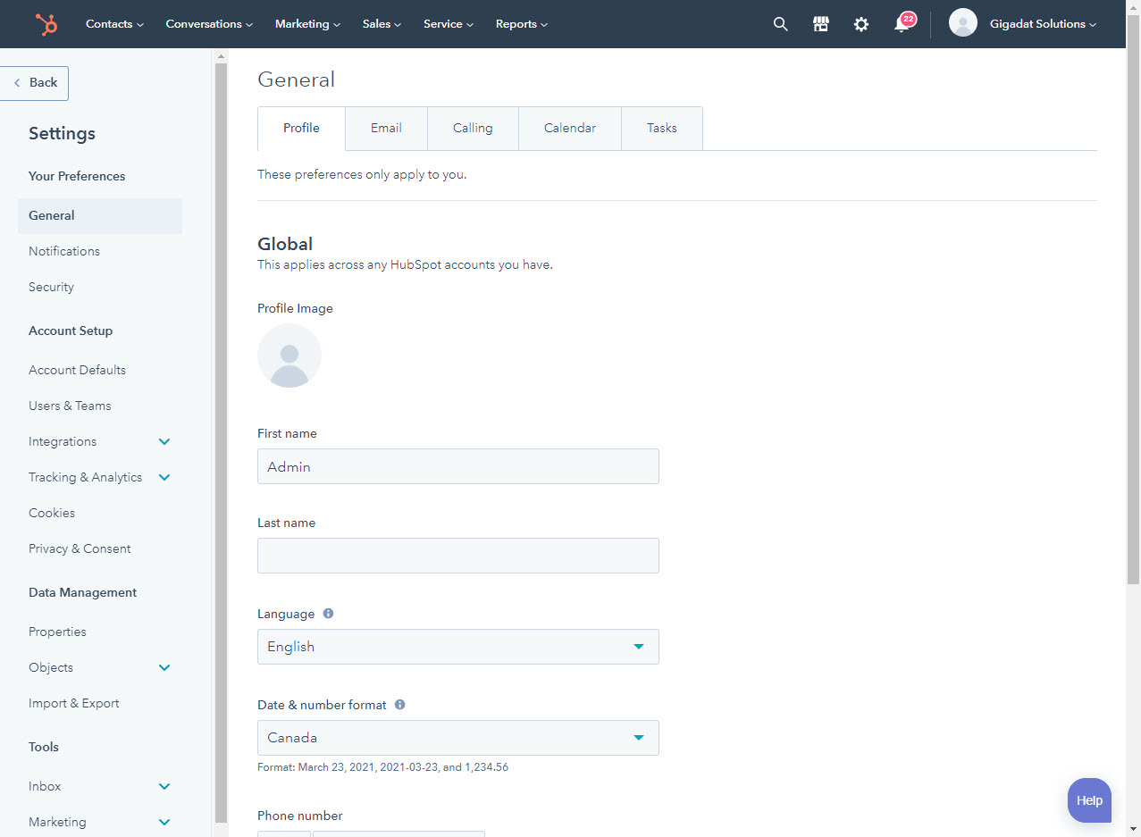 Hubspot Profile Preferences
