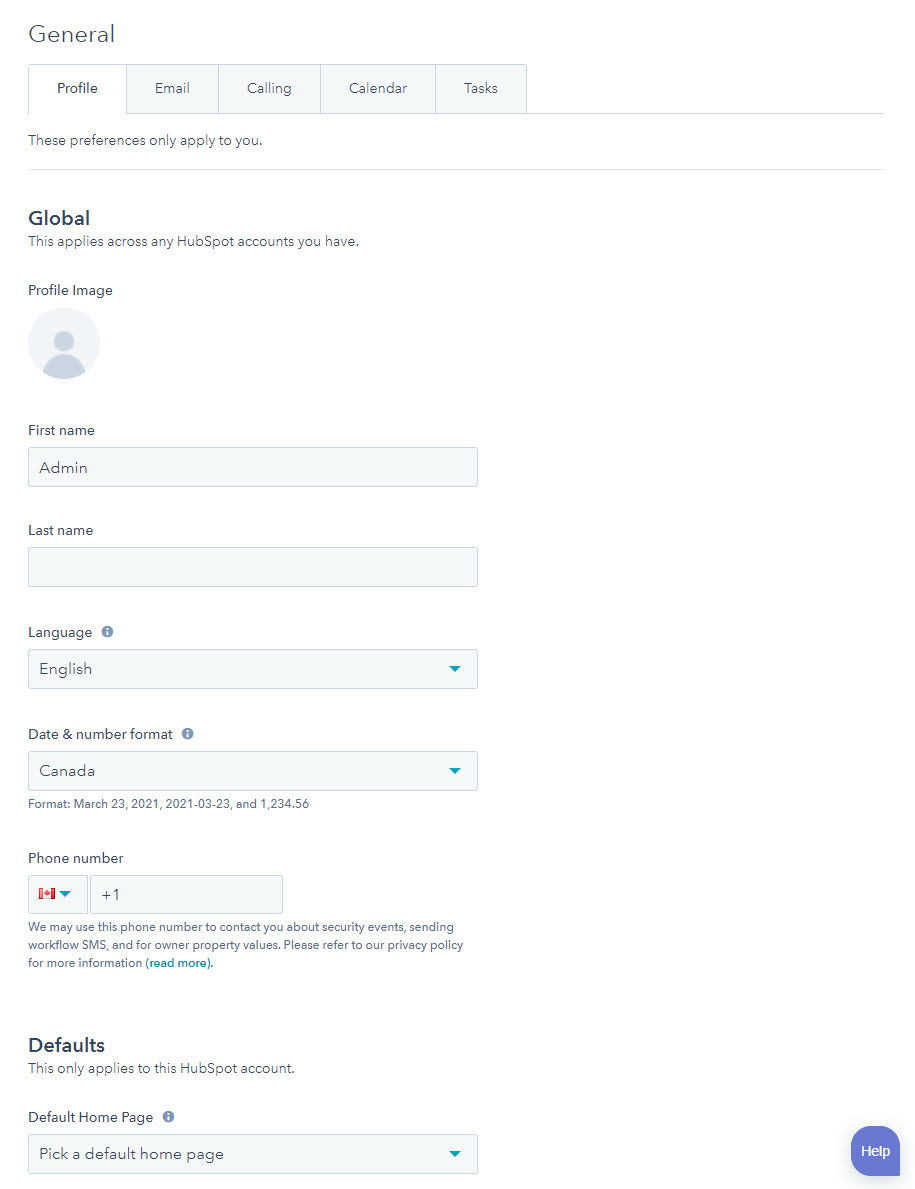 Hubspot Profile Preferences General Profile