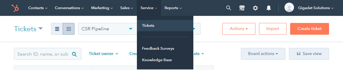 Hubspot Table Dropdown Tickets Select