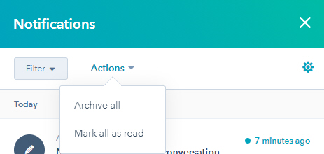 Hubspot Table Notifications Actions