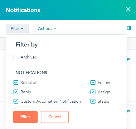 Hubspot Table Notifications Filter