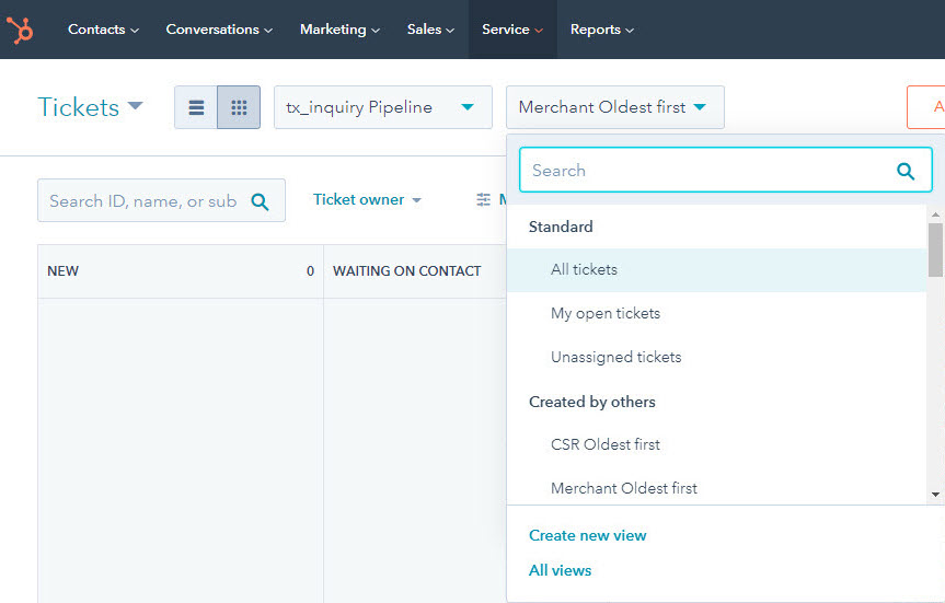 Hubspot Table Sort Dropdown