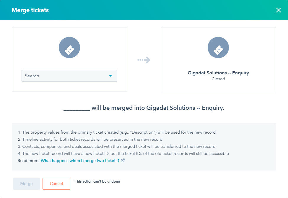 Hubspot Ticket Merging